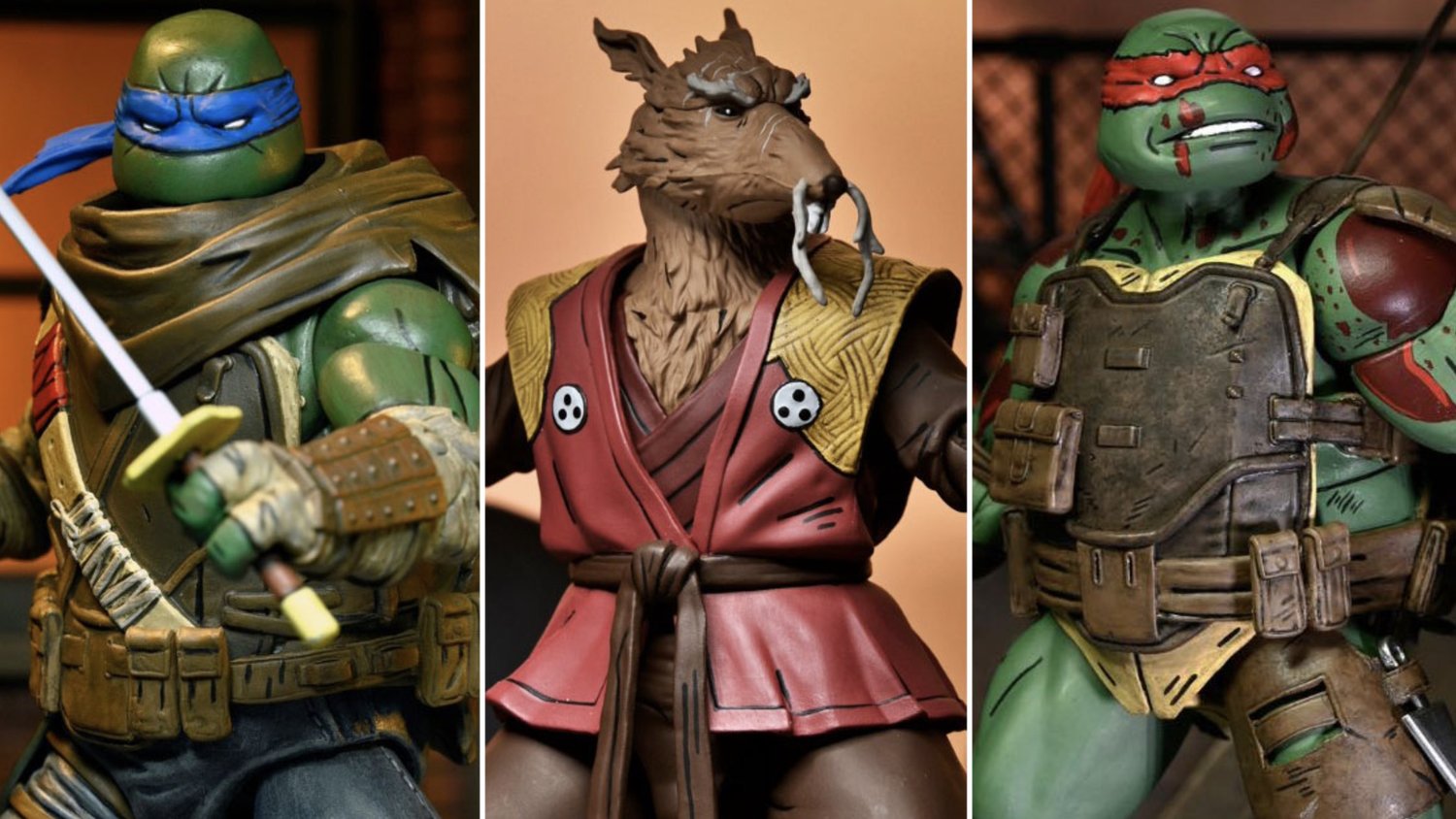 NECA dévoile TMNT : LES DERNIÈRES figurines RONIN pour Leonardo, Splinter et Raphael